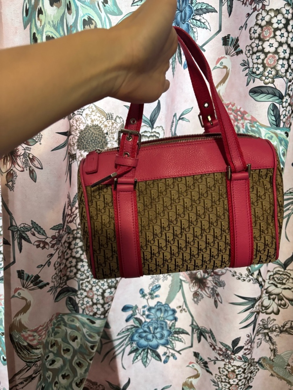 Dior John Galliano Trotter Brown Monogram Satchel with Hot Pink Leather - Picture 3 of 5